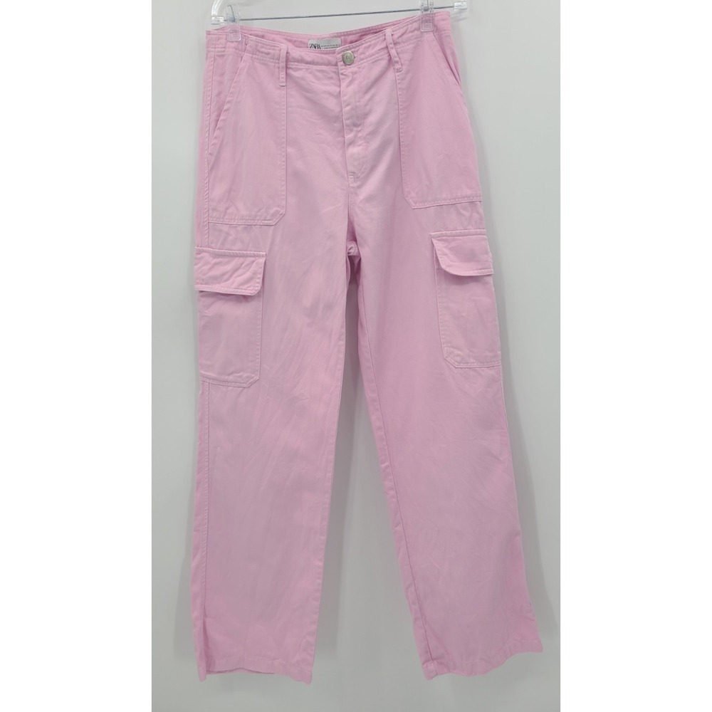Y2K Zara Cargo Streetwear Womens Pants 10 Preppy Hip Hop Monochrome Girly